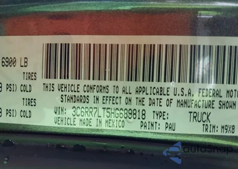 2017 Ram 1500 Big Horn 4X4 5'7 Box z USA, uszkodzony, nr VIN 3C6RR7LT5HG689818